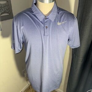 Nike Men’s Heathered Light Blue DRI-FIT w/VENTED collar Polo with Swoosh(124)